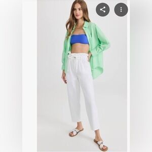 NWT 7 For All Mankind Paper bag waist cropped white jeans